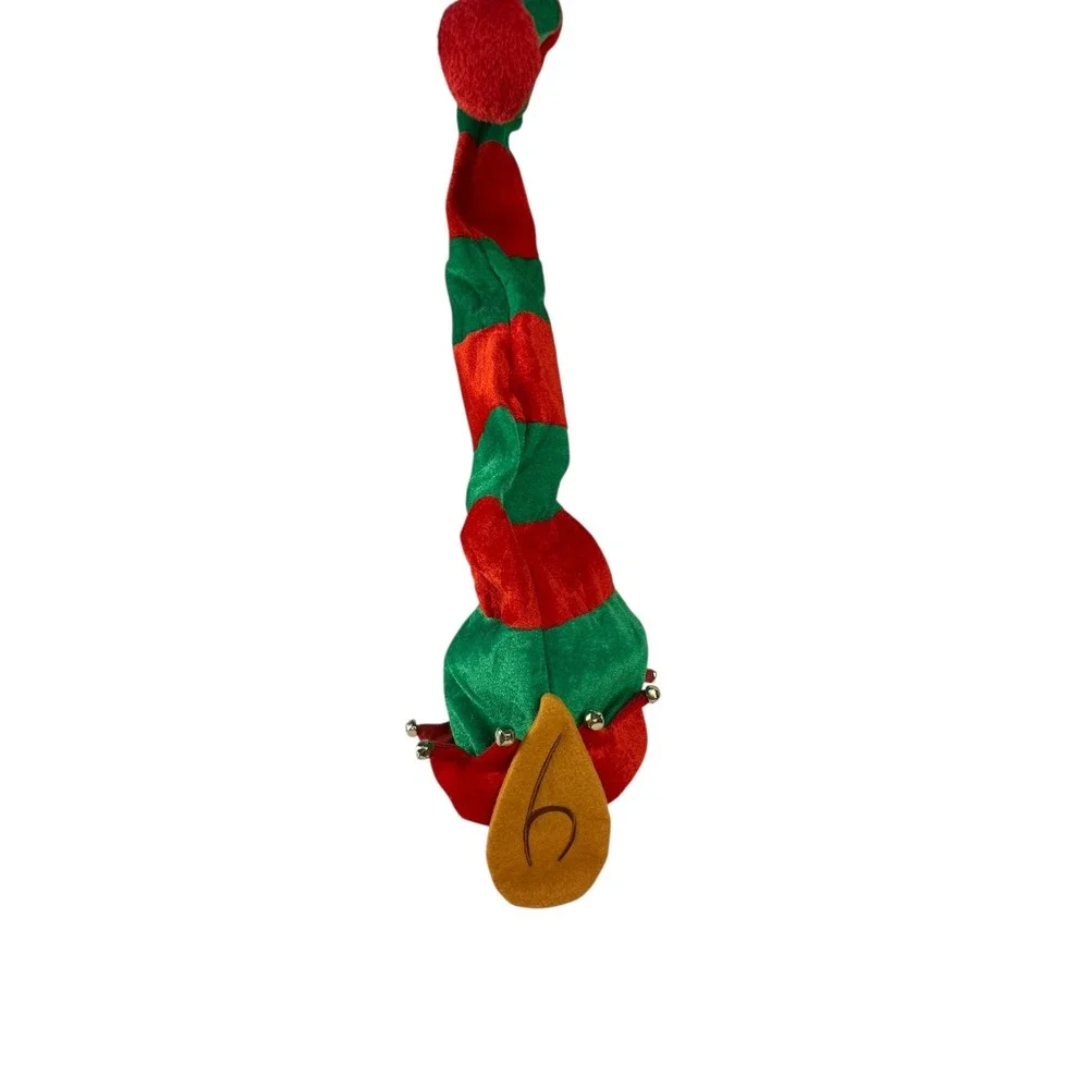 Giggling‎ Getup Elf Hat Red Green Striped Jingle Bells Adult Unisex Christmas
